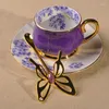 Cups Saucers European High-End Bone China Coffee Cup Set 250 ml Stuur vlinderlepel afternoon tea bruiloft cadeau