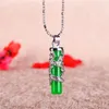 Hänge halsband naturlig grön jade drake pelare 925 silver nelace snidade charm smycken modetillbehör amulet för män kvinnliga gåvor