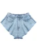 Dames shorts Deat Summer Fashion Mesh Clothing Light Blue Denim Washed Pockets Zippers Shorts Vrouwelijke bodems WL38605L 230418