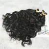 I Tip Extensions de Cheveux Humains Vague Naturelle Pré-Collée I-tip Noir 1B Microlinks Wavy Itip Hair Extension 100g