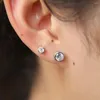 Stud Earrings Real 925 Sterling Silver Round Shine CZ 6MM Diameter Roman Tiny Cute For Women High Quality Minimalist Earring