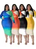 Plusstorleksklänningar för kvinnor full ärm i mitten av kalvlängdens hösttryckpanelpanel med elegant streetwear överdimensionerad klänning vestido