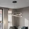 Kronleuchter Nordic LED Schwarz Ring Aluminium Künstlerisch Für Wohnzimmer Moderne Minimalistischen Schlafzimmer Pendent Licht Wohnkultur Lampe