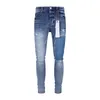 Roxo Jeans Mens Designer Calças Calças Pretas High-End Qualidade Bordado Quilting Rasgado para Tendência Marca Vintage Pant Fold Slim Skinny Fashion CWXZ CWXZ