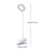 Tischlampen LED-USB-Lampe zum Anklemmen, flexibel, dimmbar, ringförmiges Design, wiederaufladbarer Speicher, Nachttischlampe, Schule, weiß