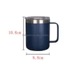 Mugs 12Oz Stainless Steel Mug Thermos Bottle Simple Handle Coffee Cup With Sile Sealing Lid Household Water Cups Drop Delive Dhgarden Dhcl3