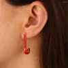 Ohrstecker Einzigartige Designer Büroklammer Sicherheitsnadel Ohrstecker Mode Frauen Schmuck Gold Gefüllt Zarte Blau Schwarz Rot 4 Farben Emaille Ohrring