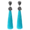 Pendientes largos de borla de 12 colores hechos a mano, bohemios, inusuales, de seda, colgantes de cristal, pendientes colgantes para mujer, joyería, pendientes de regalo, Pendientes colgantes