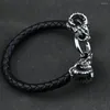 Bracelets de charme Viking Cabeça de cabra Homens de aço inoxidável pulseiras vintage runas amulet jóias islandesas