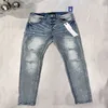 Roxo Designer Mens Jeans Homens Joelho Skinny Tamanho 28-40 Motocicleta Na Moda Longo Buraco Reto High Street Denim Atacado 2 Peças