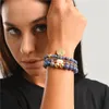 Bijoux de mode brin 4 brins empilés en couches bleu marine pierre naturelle bracelets de perles pour les femmes perlées