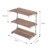 Meubles de camping Mini étagère en bois en acier inoxydable Chêne Protable Pliant Multifonctionnel Camping En Plein Air Pique-Nique Maison Cuisine Vaisselle De Stockage Ra