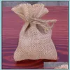 Party Favor Jute Hessian Rustic Favors Bag Christmas Brithday Presentväskor 9x14cm Natural Festive Event Supplies Drop Delivery Dhhoy