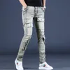 Summer Vintage Jeans Men Streetwear Casual Slim Fit Straight Pants Biker Retro Denim Trousers