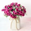 Dekoracyjne kwiaty 5heads mini róże bukiet sztuczny kwiat sceny ślubne Układ Fałszywe salon świąteczne domowe akcesoria