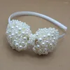 Accessoires cheveux fille bandeau ivoire perle mariage princesse perles bandeau Satin enfants arc chapeaux Vintage 4 pièces