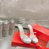ニューシーズンRene Caovilla Sandals Shoes Luxury Italian Jewel RC Margot Crystal Wedding Party Shoes 3cm Platform Fashion Snake 13cm Heid Heel Rene Sandal Caovilla 34-43