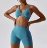 2023 Custom sports clothes gym fitness yoga suit Backless twisted sports bra sports sexy sports wear 2-piece exercise suit