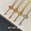 Necklace t v Gold Edition Light Luxury Heart Crown Key Necklace Women's Fashion Versatile Network Red Full Diamond Sweater Chain