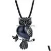 Pendant Necklaces Qimoshi Natural Stone Owl Men And Women Fashion Cure Halloween Energy Necklace Gift Drop Delivery Jewelry Pendants Dhf5D