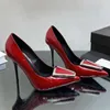 Designers Shoes Womens Sandaler Top Quality Patent Leather Square Buckle Pumps 10 cm High Heeled Pointed Toes Slingbacka Stiletto Heel Dress Shoe 35-42 With Box