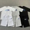 Herren T-Shirts Damen Trapstar Weiß Blau Handtuch Stickerei Kurzarm Shorts Set Frühling Sommer Mode Streetwear T-Shirt Tidal Flow Design 558ess