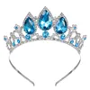 Princes de cabeça Princesa Blue Gem Tiaras and coroas Banda para a cabeça garotas adoram jóias de acesso para festa de casamento da coroa do baile da coroa