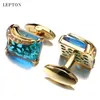 Cuffi Links di lussuoso blu di vetro blu di lusso per uomo per maschere a cristalli quadrati di alta qualità da uomo Link gemelos 230419