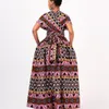 Etnische kleding Afrikaanse vrouwen kleden dashiki print ankara jurken zomer sexy vneck backless highwaist maxi jurk kanga kleding 230419