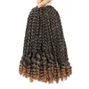 Cheveux synthétiques au crochet courts Bob Box Braid avec extrémités bouclées 10 pouces Omber Blonde pré-étirée Box Braids pour femmes enfants cheveux synthétiquesCheveux tressés synthétiques (pour