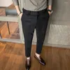 Garnitury męskie wełniane spodnie 2023 Wysokiej jakości plus aksamitny stały kolor swobodny szczupły męskie spodnie ubranie marki