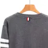 Fashion designer celebrity style Tom Autumn/winter Classic Yarn Woven Four Bar Round Neck Cotton Terry streak Sweater