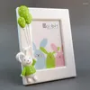 Quadros de 7 polegadas Creative Po Frame Cartoon Urso de plástico Planta de clipe Planta para presentes de decoração de desktop em casa