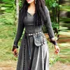 Elbiseler Sıradan Elbiseler Ortaçağ Kadın Uzun Kollu Maxi Robe Vintage Peri Elf Rönesans Celtic Viking Gotik Giyim Fantezi Top Gow