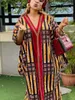 Ubrania etniczne Afrykańskie sukienki dla kobiet muzułmańskie vneck maxi femme szata Nigerian Tradycyjne ubrania Summer Abayas Dubai Boubou 230419