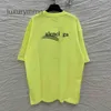 Mens Trendy Balenz T 셔츠 버전 Summer High Paris B Cola 시리즈 OS 느슨한 남자와 여자 형광 녹색 짧은 슬리브 티셔츠 Kewr