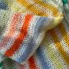 Women's Sweaters Rainbow Embroidery Scissors Striped Women Knitted Sweater Hollow Niche Design Women's Loose Casual Pullovers Knitwear Tops 231118