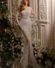 Evening dress Yusuf Aljasmi White Pearl Mermaid Long Dress zuhair Murad kim kardashian