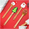 Cake Tools Christmas Sile Spata Wooden Handle Baking Scraper Cream Butter Spatas Household Kitchen Utensils Drop Delivery Ho Dhgarden Dhshr