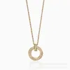 Tiffanise Necklace t S925 Silver Paired with Essential Trend Micro Inlaid Circle t Necklace Pendant Uxhm