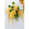 Kwiaty dekoracyjne niestandardowy żółty wiszący ryż sztuczny aranżacja rzędu kwiatowego