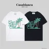 Designer modekläder tshirt lyxiga herrar casual tees casablanca tropisk kokosnöt skog färskt tryck dubbel garn ren bomull kort hylsa t-shirt män kvinnor