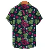 Camicie casual da uomo Camicia estiva per top da uomo Frutta Ananas Floreale Vacanza Spiaggia Manica corta Bottone Scollo a V Top Singolo hawaiano