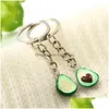 Key Rings Environmentally Friendly Soft Clay Avocado Keychain Fashion Couple Fruit Jewelry Cute Charm Necklace Set Pendant Drop Deliv Dhudf