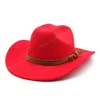 Inverno Autumn Men Woman Women Cowboy Chapéu para cavalheiro Lady Cowgirl Chaz de jazz largo Brim felt Fedora Hats Sombrero Hombre