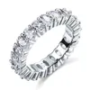 Bröllopsringar 2023 Eternity Diamond Ring Silver Color CZ Engagement Band för kvinnor Bridal Statement Party Jewelry