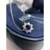 Xiy real gem pedra jóias finas forma suower diamante natural branco ouro azul safira colar