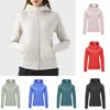 Full Zip Hoodie Hip Comprimento Yoga Outfits Tops Tracksuit LU-192 Gym Casaco Mistura de Algodão Fleece Sports Hoodies Clássico Fit Moletons Mulheres Jaqueta Com Capuz Top