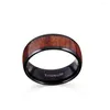 Clusterringen Design Vantage 8mm Black Patate Solid Titanium Ring For Man Fashion Jewelry Band Inlay Wood Dome Us US Grootte 6-13