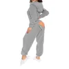 Kadınların Pijama Yapay Yün Uzun Kollu Pijamalar Gündelik Düz Renk Fermuar Pantolon Stripers Kadınlar İçin Yaz Kart Takım 231118